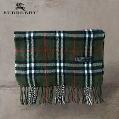 BurberrysOFLONDON英国製ノバチェックマフラーラムウールグリーン緑