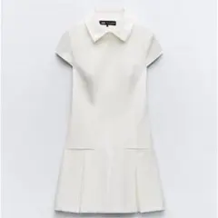 ザラ ZARA 襟付きミニワンピース ホワイト アイボリー ミニワンピース