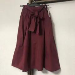 GU スエード調　フレアスカート　ワインレッド