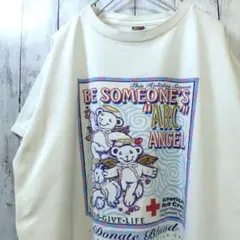 90sフルーツオブザルーム くまグラフィックTシャツ XL アメリカ赤十字 古着