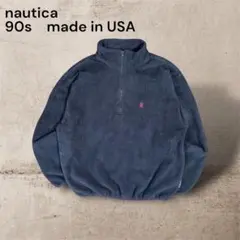 nautica90sUSA製ハーフジップフリースプルオーバーブラック古着