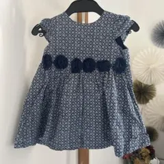 H&M ネイビー花柄ノースリーブワンピース 12-18M