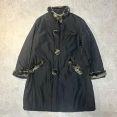 00's vintage ファー付き黒ロングコート