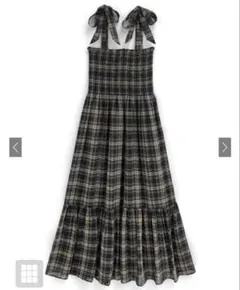 チェック柄リボンシャーリングワンピース　GRL