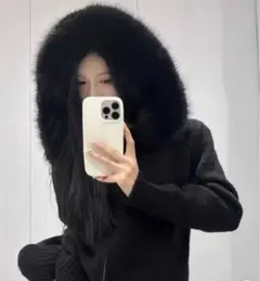 ファー　パーカー　shein ニットパーカー