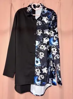 【新品】NieR TWO-TONE SHIRT【BLUE NIER ROSE】のサムネイル