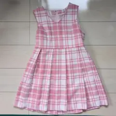 ノースリーブ ピンクチェックワンピース　入学式