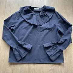 MACPHEE ネイビー フリル襟 シャツ