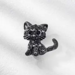 イタリアで購入 新品 黒猫 キャット ブローチ アンティーク調