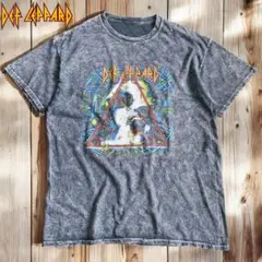 07M082◯00s DEF LEPPARD ブラック フェード 半袖 Tシャツ