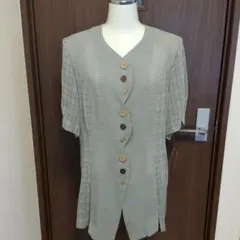 新品未使用タグ付き昭和レトロ半袖ノーカラージャケットvintage定価9800円