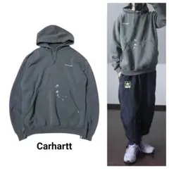 Carharttカーハートパーカー黒ペンキ汚れ加工Mメキシコ製