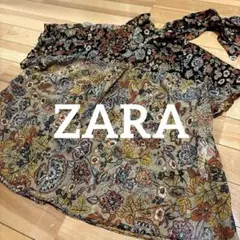 美品‼️✨【ZARA】 ザラ 花柄 半袖ハイネックトップスのサムネイル