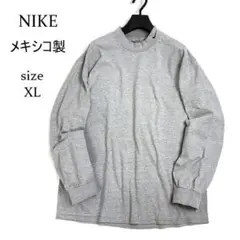 NIKE ナイキ モックネック スウェット風ロンT グレー 刺繍ロゴ XL
