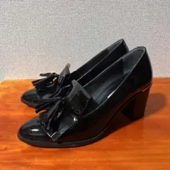 ❀美品 ダイアナ タッセルローファー 黒 ブラック エナメル 24.5cm