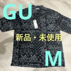 新品・未使用　GU五分丈オープンカラーシャツ（バンダナ柄）M
