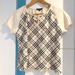 【美品】バーバリーロンドン ノバチェック カットソー Tシャツ リボン Lサイズ