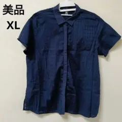 【美品】Eddie Bauer 半袖シャツ ネイビー XL