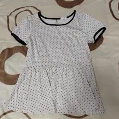 GLACIER ベージュ ドット柄 半袖チュニック L