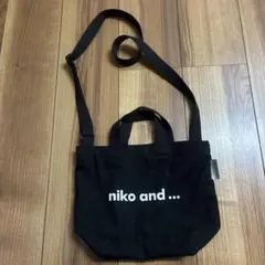 niko and ... ブラック　コットンミニショルダーバッグ
