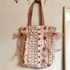 セール中‼️うさぎと花柄巾着トートバッグ