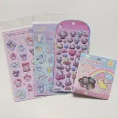 サンリオすりガラス風シール　キティちゃんコットンパフィー　キキララおはじきシール