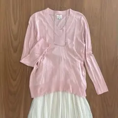 23区 Sea Island Cotton オンワード樫山 ニット長袖Vネック綿