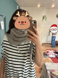 anyFAMグレージュ　ファーマフラー Fサイズ