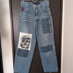 PHAT FARM デニムパンツ パッチワーク 30インチ 裾カットオフ済みのサムネイル