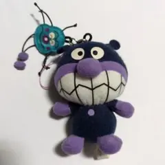 ばいきんまん　ぬいぐるみキーホルダー かびるんるん付き　青紫