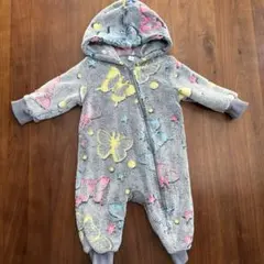 フリースロンパース 6-9M 蝶と星デザイン