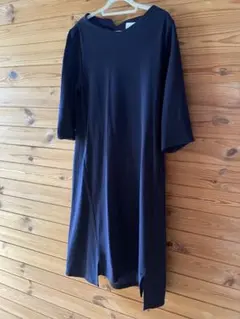 ネイビー ジャージ 七分袖ワンピース