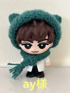 【30】Snow Man すのチルぬいソフビ　猫耳ニット帽子 マフラー付き　緑色