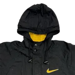 90s NIKE ダウンジャケット 黒 刺繍ロゴ 銀タグ ウィンドブレーカー