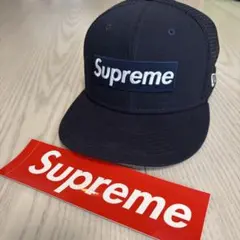 【超美品！！】supreme ニューエラ　メッシュキャップ　ネイビー