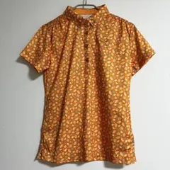 PUMA 半袖ポロシャツ オレンジ×白 総柄 ゴルフウェア