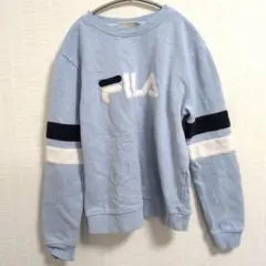 ★ FILA フィラ デカロゴ 裏起毛 スウェットトレーナー ライトブルー S