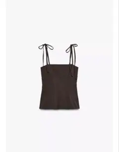 ZARA リボン付きストレッチトップス XS