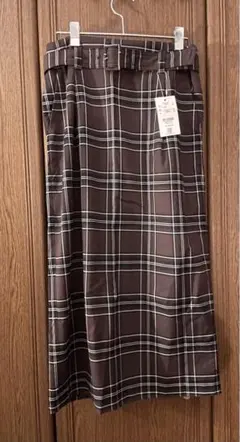 【オールシーズン】ローリーズファーム　チェック　ロング　スカート　L スリット