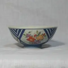 有田焼 西峰作 桔梗や菖蒲に和風柄 飯碗 茶碗 1碗