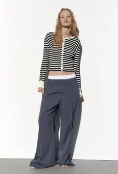 ZARA ボーダー カーディガン