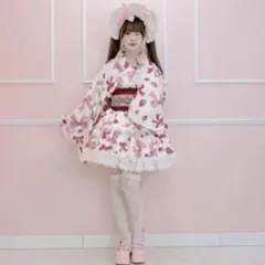 まゆろん ドレス浴衣・帯セット ピンク Mサイズのサムネイル