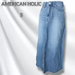 アメリカンホリック 【S】 スカート ロング丈 デニム フレア 無地 春夏秋冬