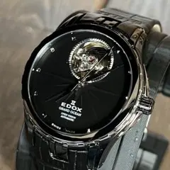 【美品】EDOX グランドオーシャン 自動巻き レディース ブラックのサムネイル
