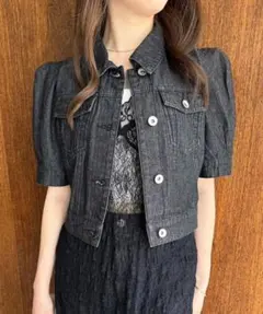 ナイスクラップ　ダークグレー パフスリーブ デニムジャケット