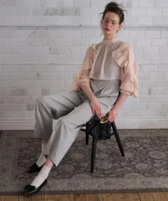 BONLECILL noir パール付きオールインワンパンツドレス