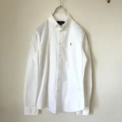 美品　ラルフローレン　ワンポイント刺繍　長袖シャツ　ホワイト　M