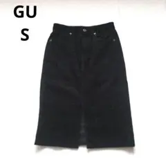 GU　ジーユー　黒　コーデュロイ　S　スリット　ひざ丈