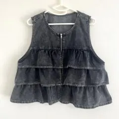 しまむら Helm デニムティアードベスト 中黒 Lサイズ taiyo