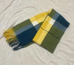 マフラー ウール チェック グリーン